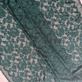 Embroidered Stretch Lace - Dark Green with Detailed Floral Pattern
