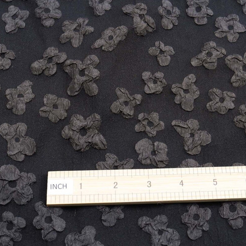 Black Floral Embossed Jacquard Fabric For Dress Making