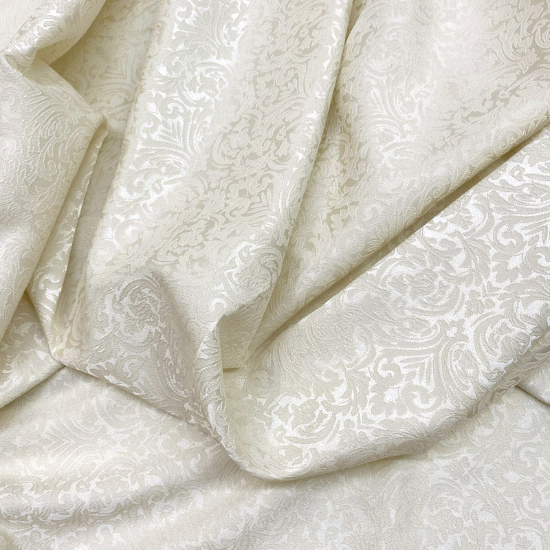 Small Damask Pattern Brocade - Beige Jacquard Textured Fabric