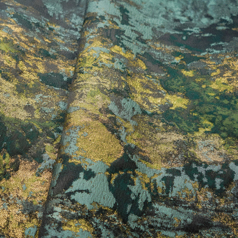Abstract Metallic Textured Brocade - Green Gold